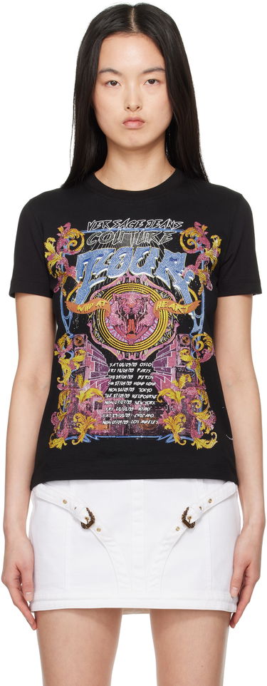 Tričko Versace Versace Jeans Couture Crystal Tour Graphic T-Shirt Čierna | E78HAHC03_ECJ01C, 0