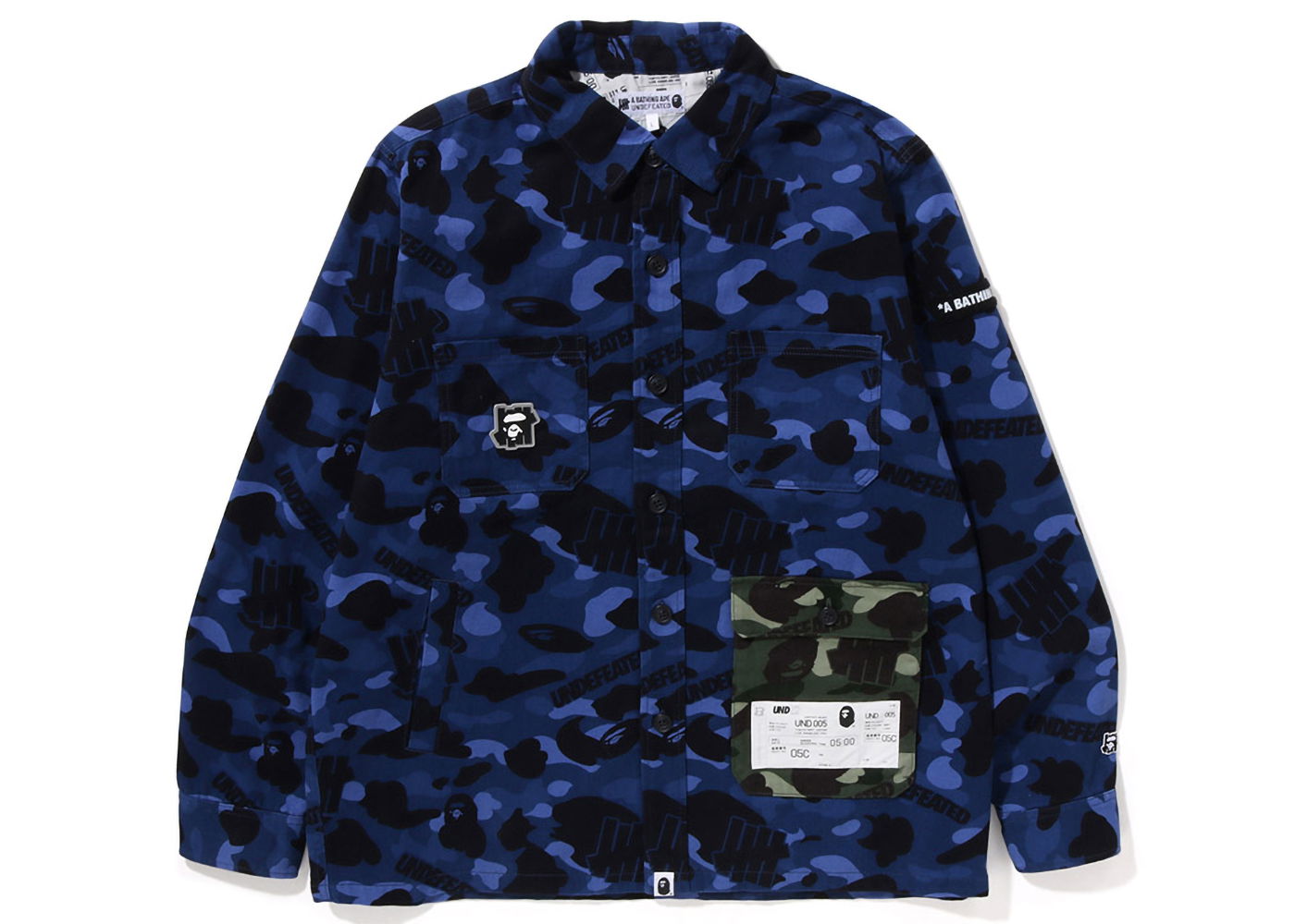 Bunda BAPE Undefeated x Color Camo Flannel Jacket Navy | 001LJI731903C, 0