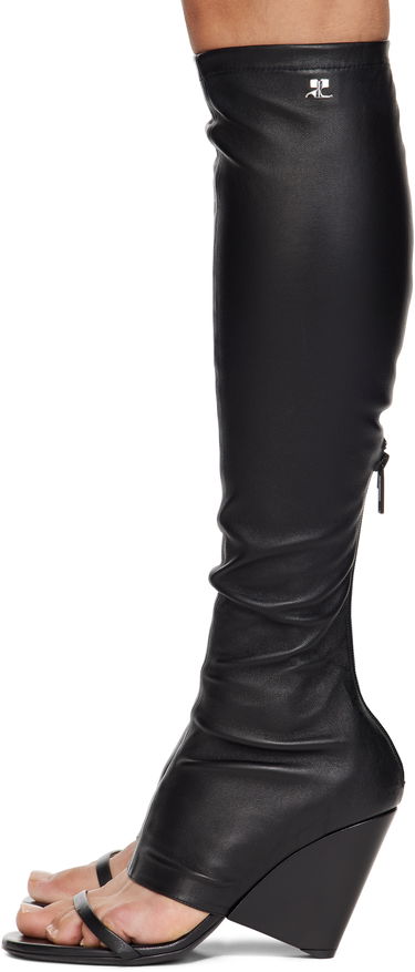 Oblečenie Courrèges Courrèges Oblique Wedged Leather Tall Boots Čierna | 225SBT053AG0034, 2