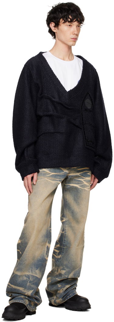 Sveter Who Decides War Who Decides War Gathered Collegiate Sweater Navy | 1110100010FW24, 3