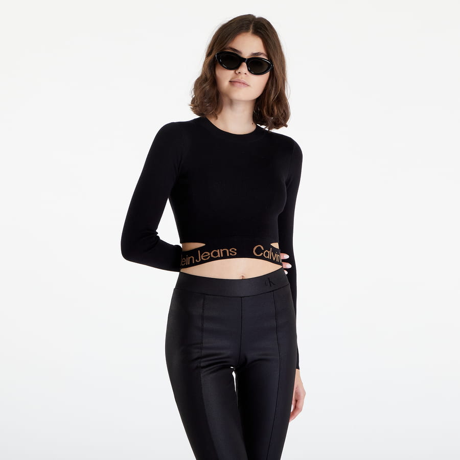 Sveter CALVIN KLEIN Cut Out Logo Tape Jumper Čierna | J20J219787 BEH, 0