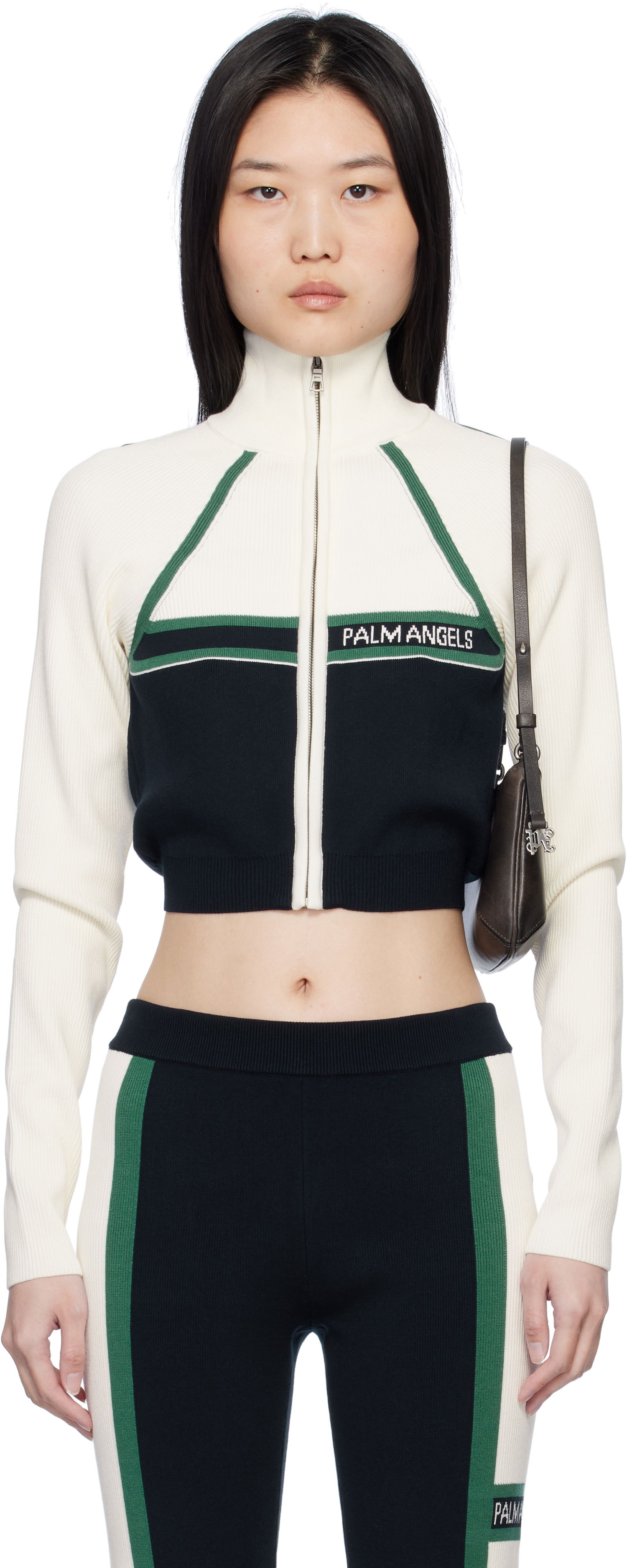 Bunda Palm Angels Racing Zip Jacket Biela | PWHF033S25KNI0014603, 0