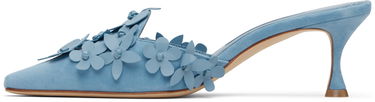 Doplnky Manolo Blahnik Manolo Blahnik Harnes Floral Appliqué Suede Mules Modrá | 225-1763-0001, 2