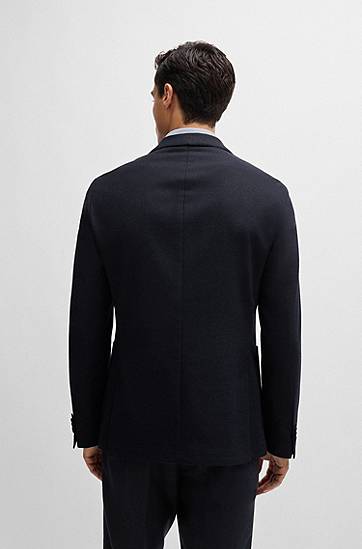 Bunda BOSS BOSS Slim-Fit Stretch Flannel Jacket Navy | 50527923, 1