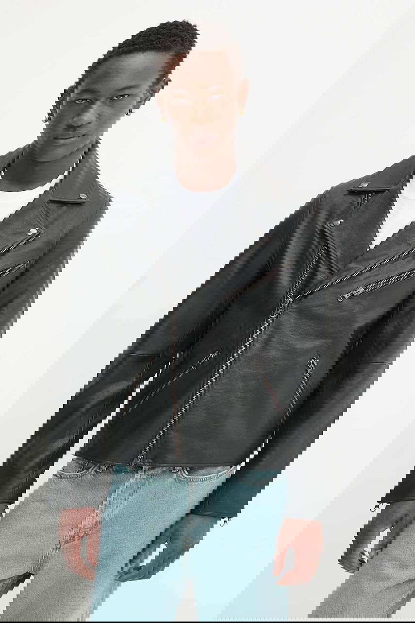 Bunda Samsoe Samsoe Samsoe Samsoe SACOBAIN Leather Moto Jacket Čierna | M25200027, 0