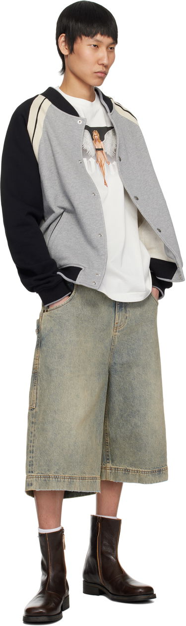 Bomber bunda Palm Angels Palm Angels Varsity Bomber Jacket Šedá | PMEK010S25FAB0010810, 3