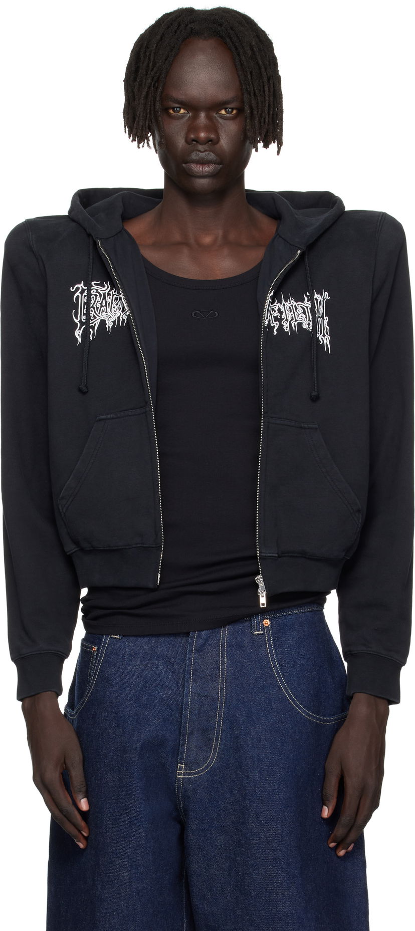 Mikina VETEMENTS Vetements Cradle of Filth Logo Extreme Shoulder Zip-Up Hoodie Čierna | UCF76ZU170B