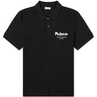 Polo tričko Alexander McQueen Embroidered Graffiti Logo Polo Tee Čierna | 662551QXAAK-1000, 1