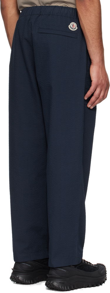 Nohavice Moncler Moncler Seersucker Belted Trousers Navy | K10912A00038598JC, 2