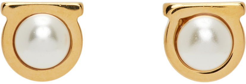 Náušnice FERRAGAMO Gancini Pearl Earrings "Gold" Metalická | 760121 - 696454