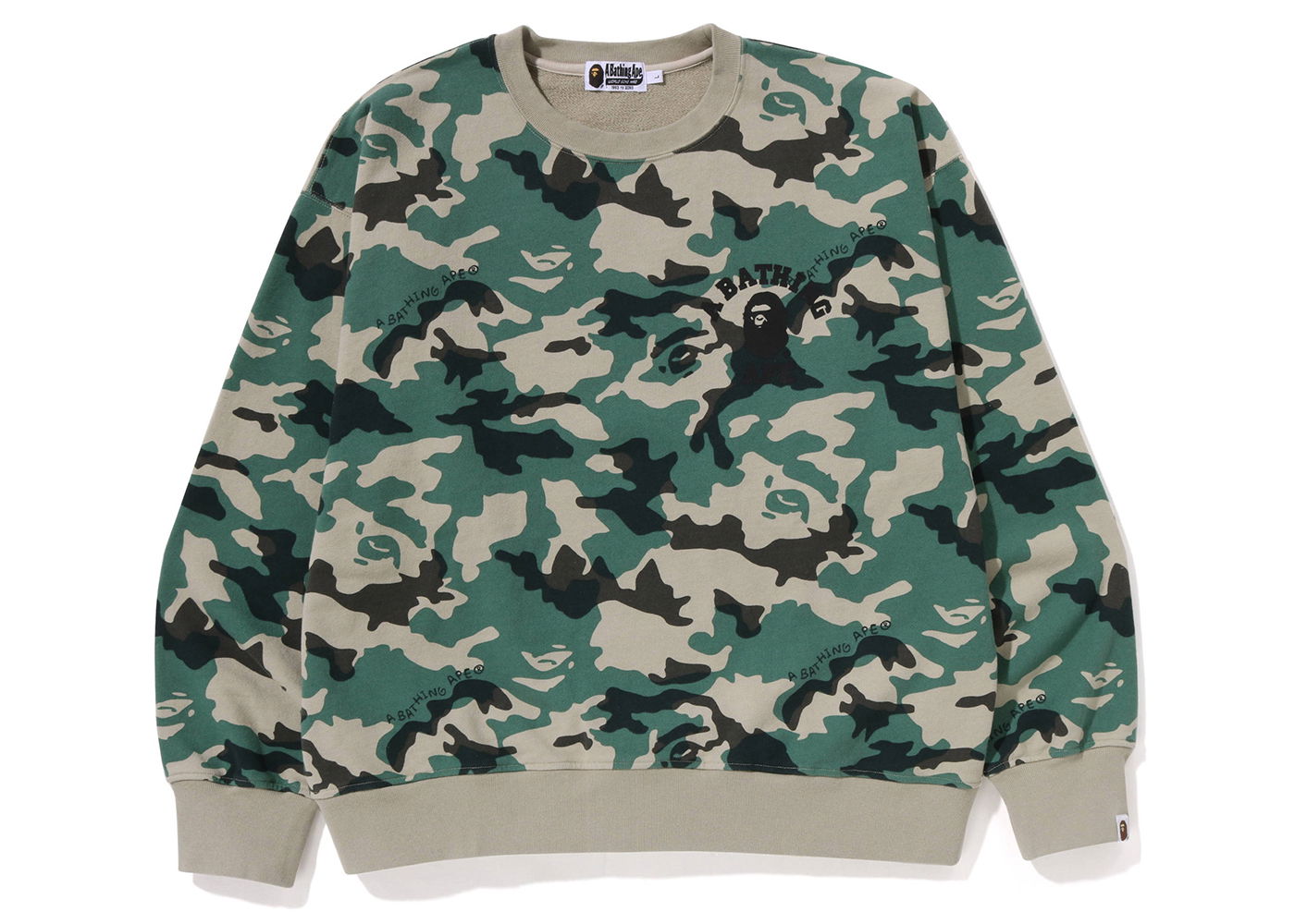 Sveter BAPE Woodland Camo Loose Fit Crewneck Zelené | 1J30-113-011, 0