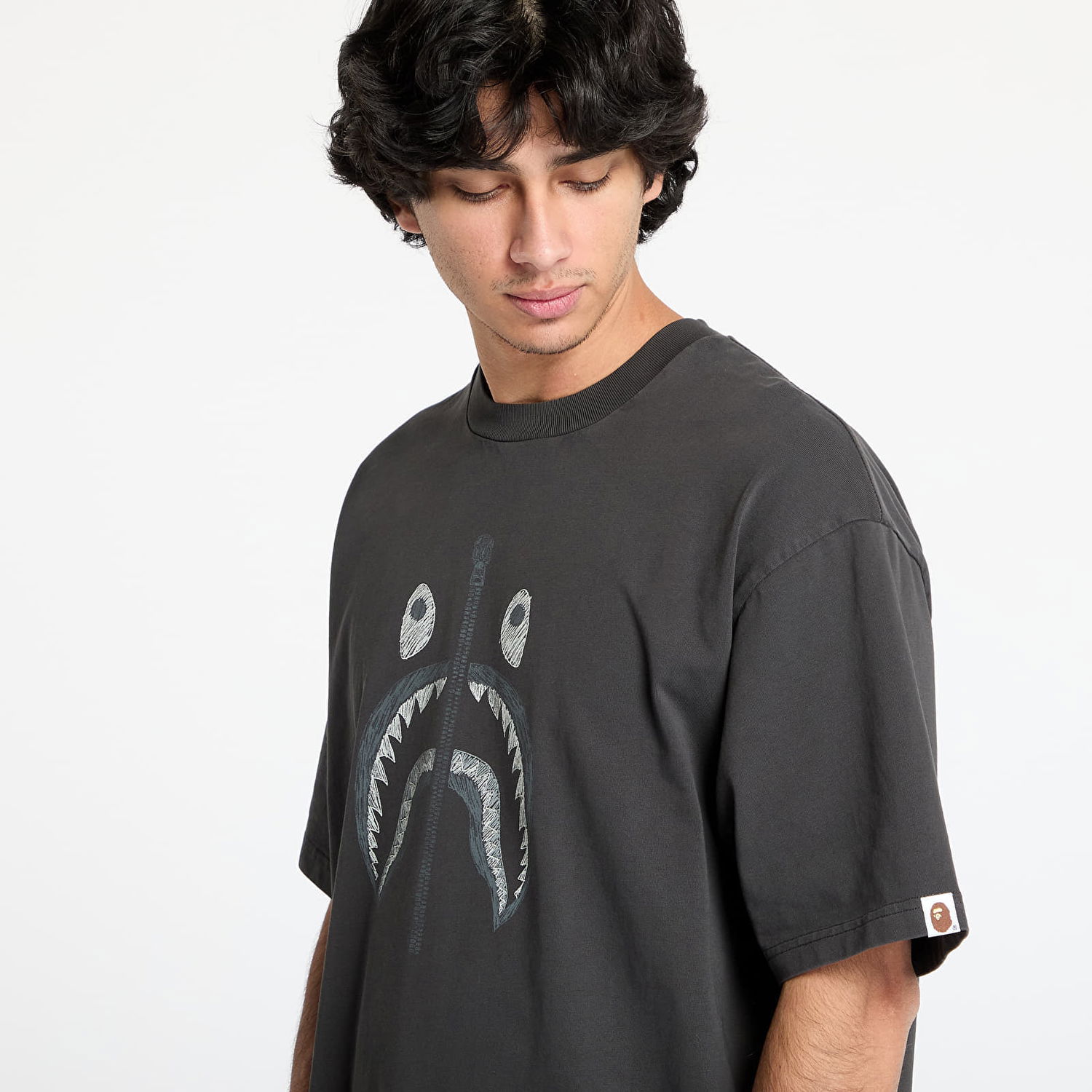 Tričko BAPE Garment Dye Shark Relaxed Fit Tee Šedá | 001CSK801316M BLK, 1