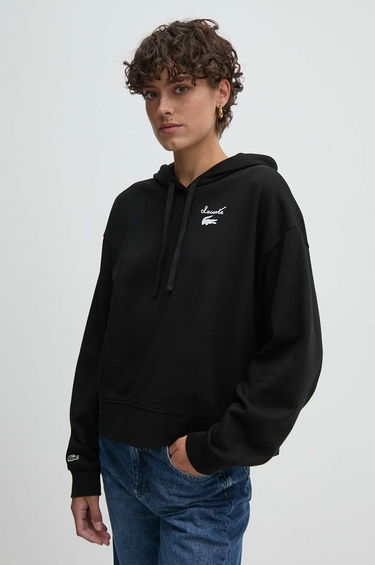 Mikina Lacoste Cropped Hoodie With Logo Print Čierna | SF2649, 0