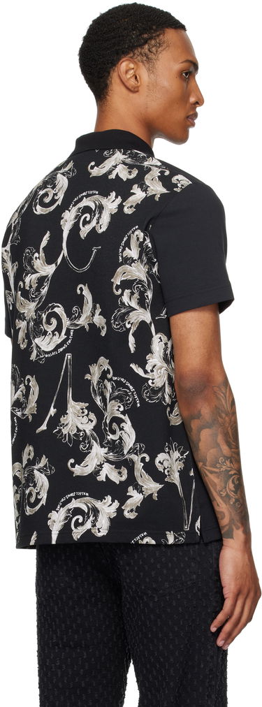 Polo tričko Versace Versace Jeans Couture Outline Barocco Polo Čierna | E78GAG627_EJ0003, 2