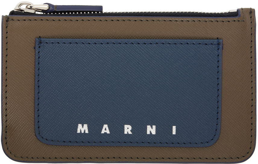 Peňaženka Marni Saffiano Leather Card Holder Navy | PFMI0080U0 LV520, 0
