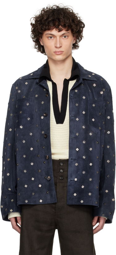 Bunda Bode Bode Clover Suede Work Shirt Modrá | MRS25JA034, 0