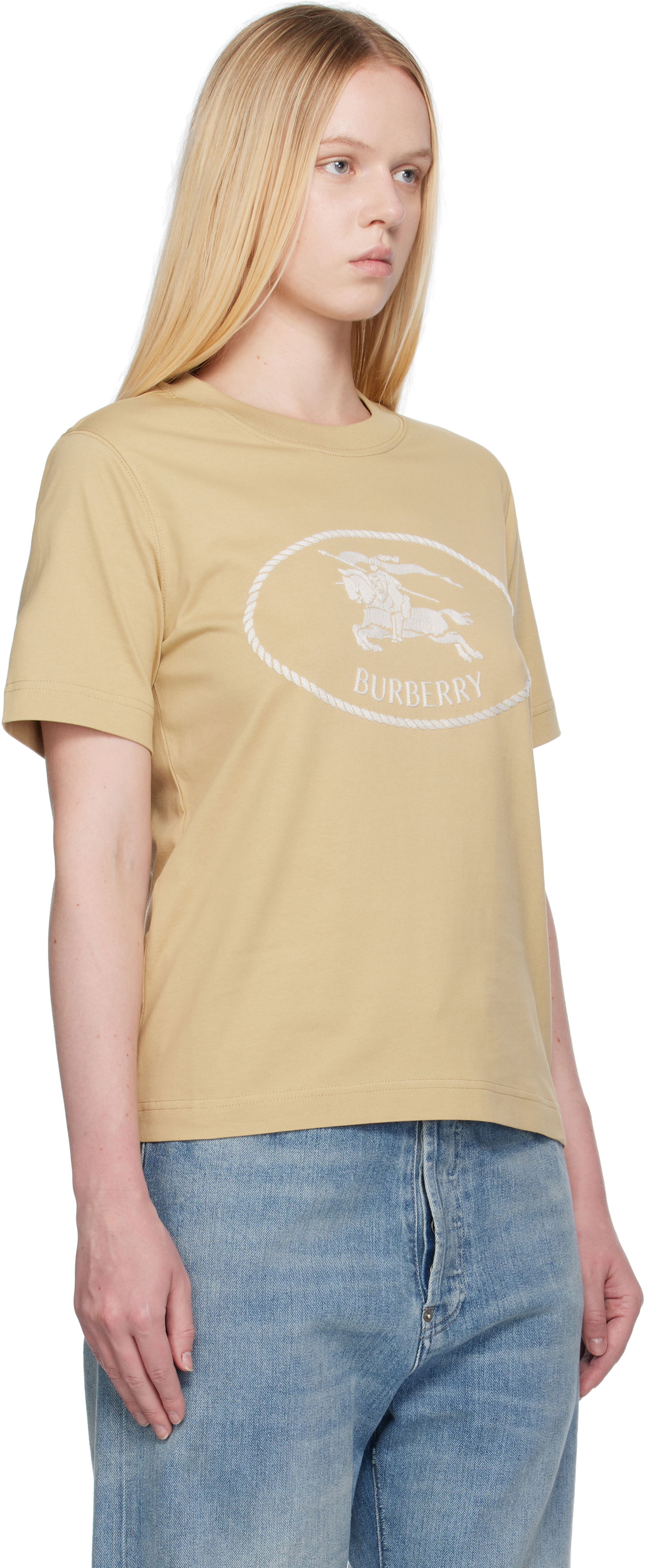 Tričko Burberry Burberry Knight Stamp Cotton T-Shirt Béžová | 8110926, 1