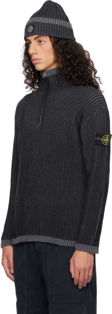Sveter Stone Island Stone Island Vanisé Full Rib RWS Wool Quarter-Zip Sweater Čierna | 8115516C1, 3