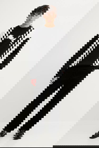 Sveter Puma Vertical Stripe Color Block Crewneck Knit Sweater Čierna | 632294, 3