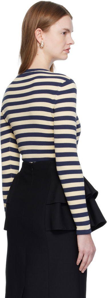 Tričko Valentino Valentino Striped Cotton T-Shirt Navy | 7B3KC66N9JD, 2