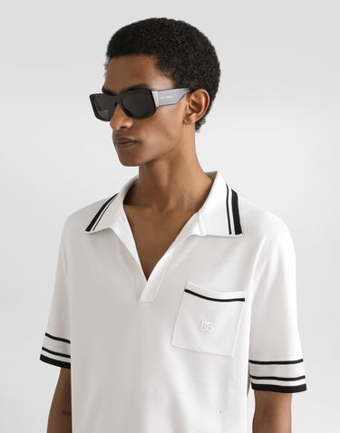 Polo tričko Dolce & Gabbana Dolce & Gabbana Silk Piqué Polo Shirt Biela | GXZ74ZJBSLUW0800, 3