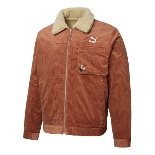 Bomber bunda Puma Cord Embroidered Logo Reversible Corduroy Jacket Hnedá | 534751-17, 0