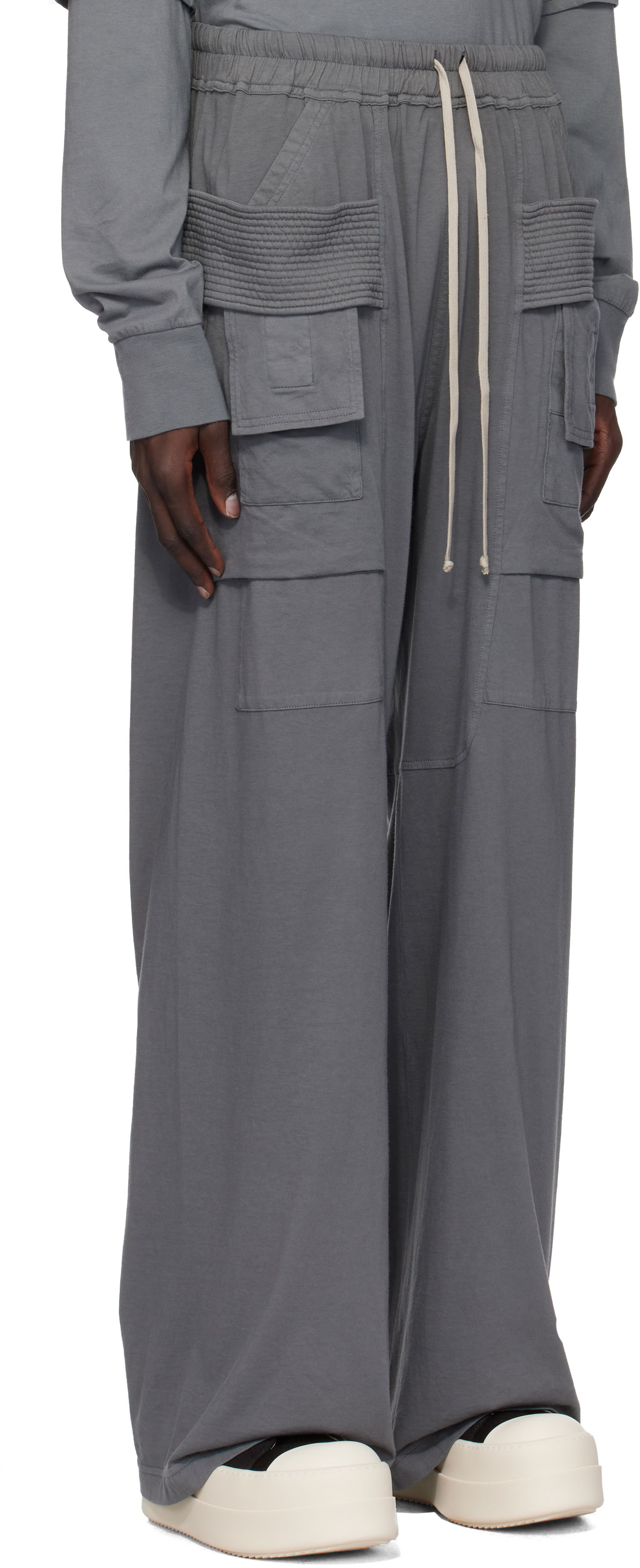 Cargo nohavice Rick Owens Rick Owens DRKSHDW Porterville Creatch Wide Drawstring Cargo Pants Šedá | DU02D2394 RN, 1
