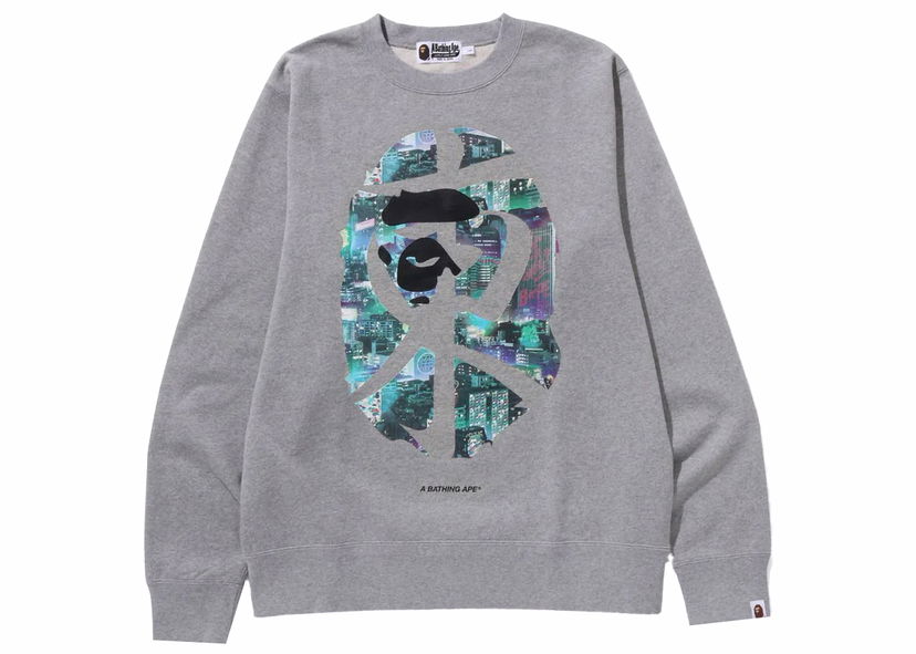 Mikina BAPE BAPE Neon Tokyo Crewneck (FW23) Gray Šedá | 1J72-113-006