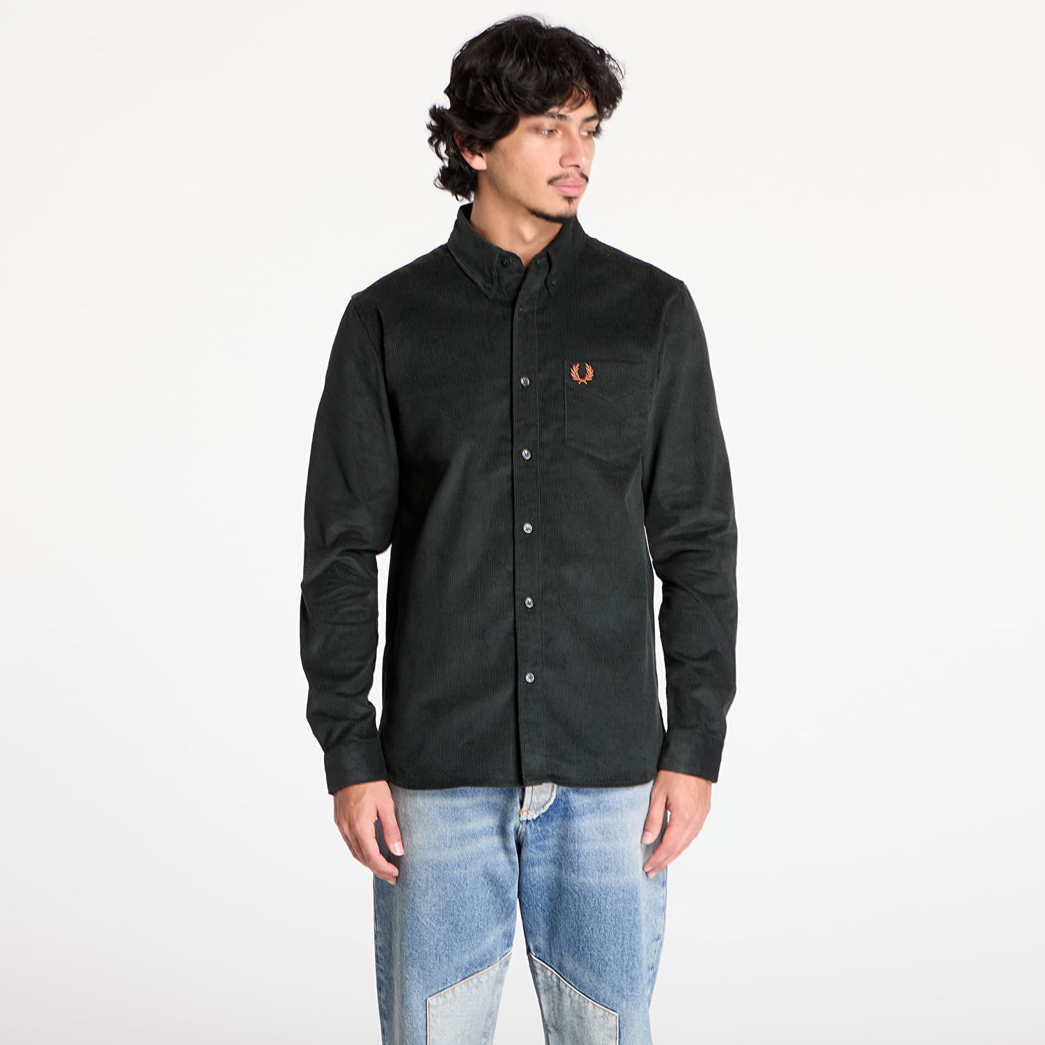 Košeľa Fred Perry Corduroy Shirt Long Sleeve Zelené | M8726 Q20, 0