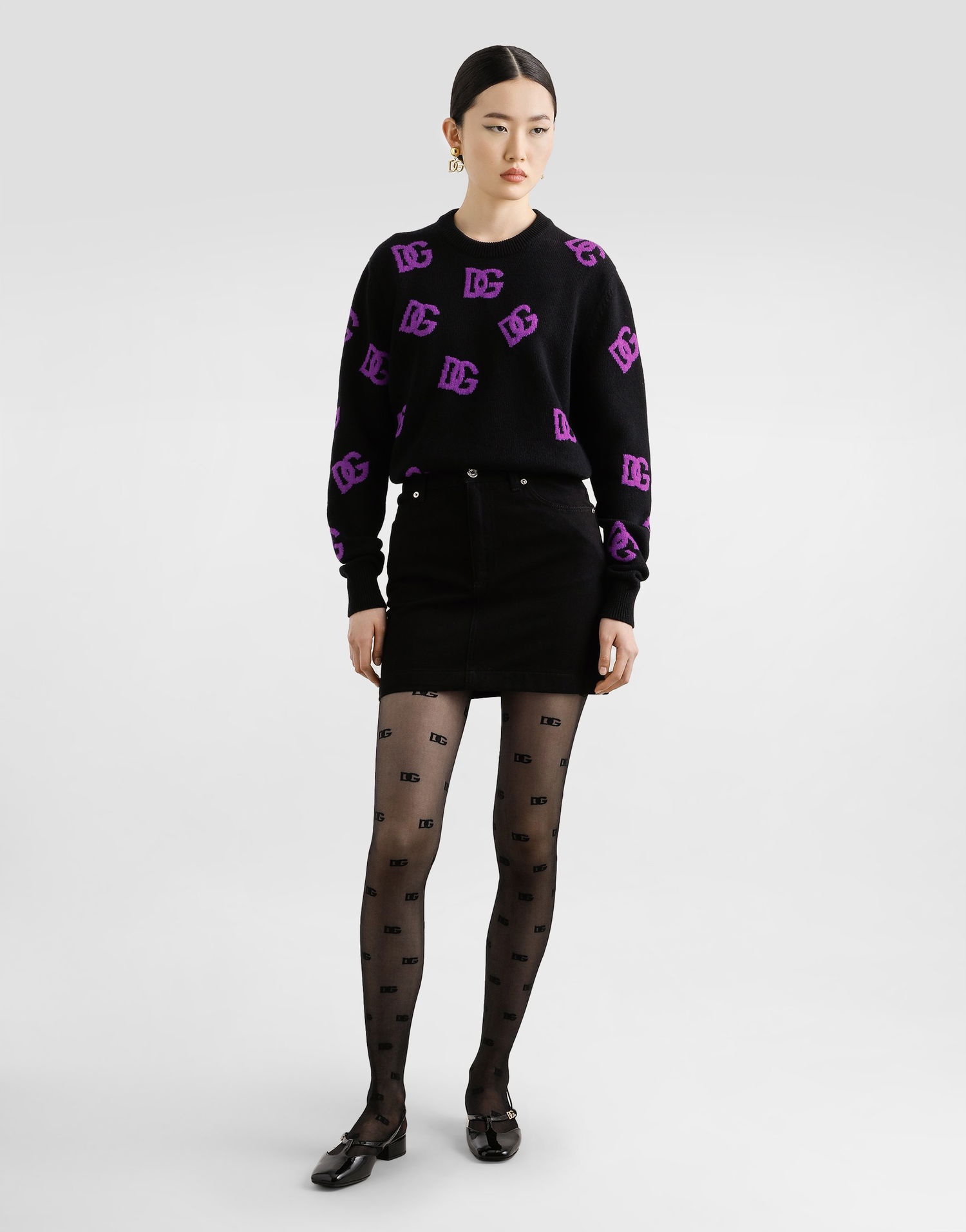 Sveter Dolce & Gabbana Dolce & Gabbana Wool Pullover with DG Logo Print Čierna | FXX06TJCVYXN9867, 1