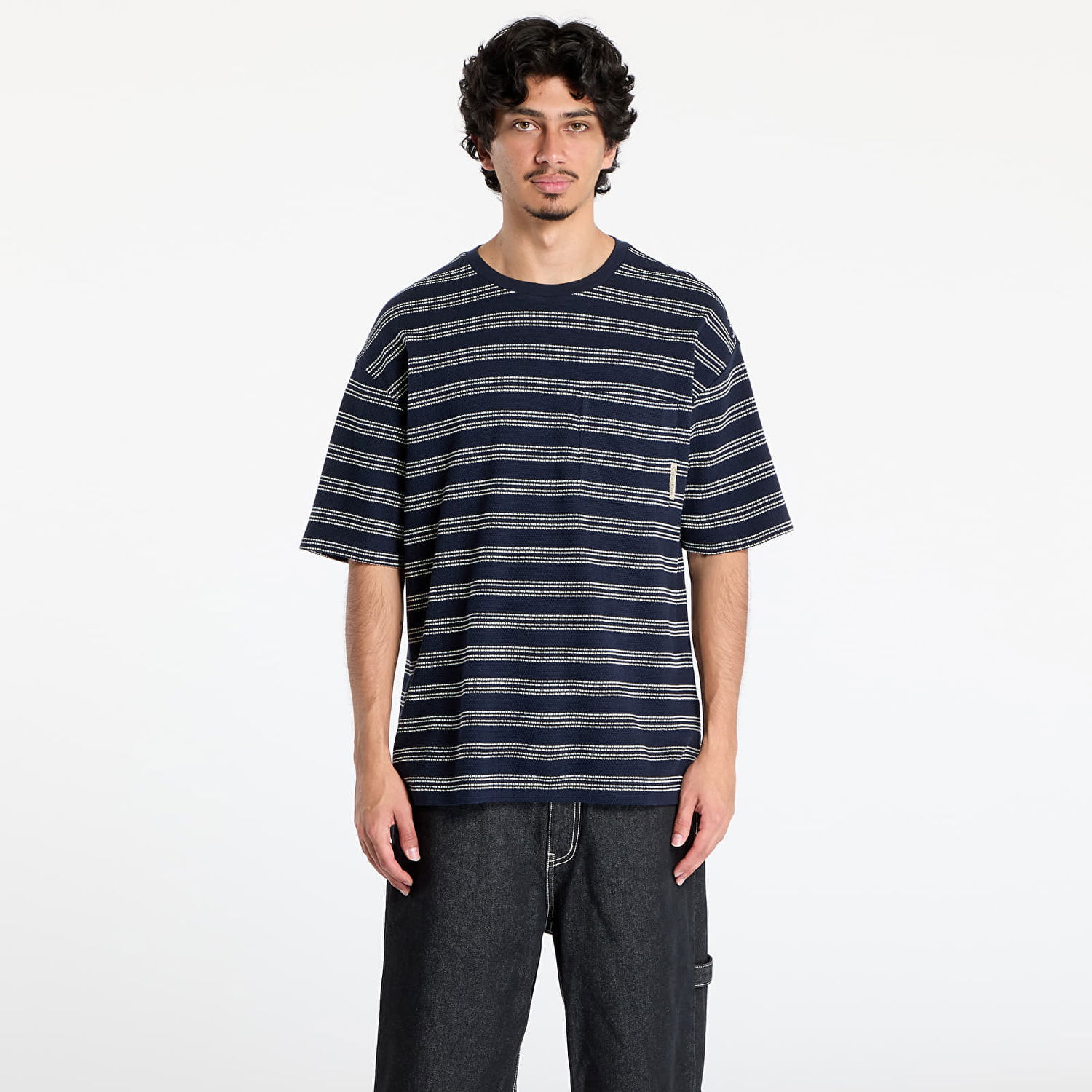 Tričko CALVIN KLEIN Calvin Klein Jeans Men's Short Sleeve Stripe Relaxed T-Shirt Navy | LV04RC240G CHW, 0