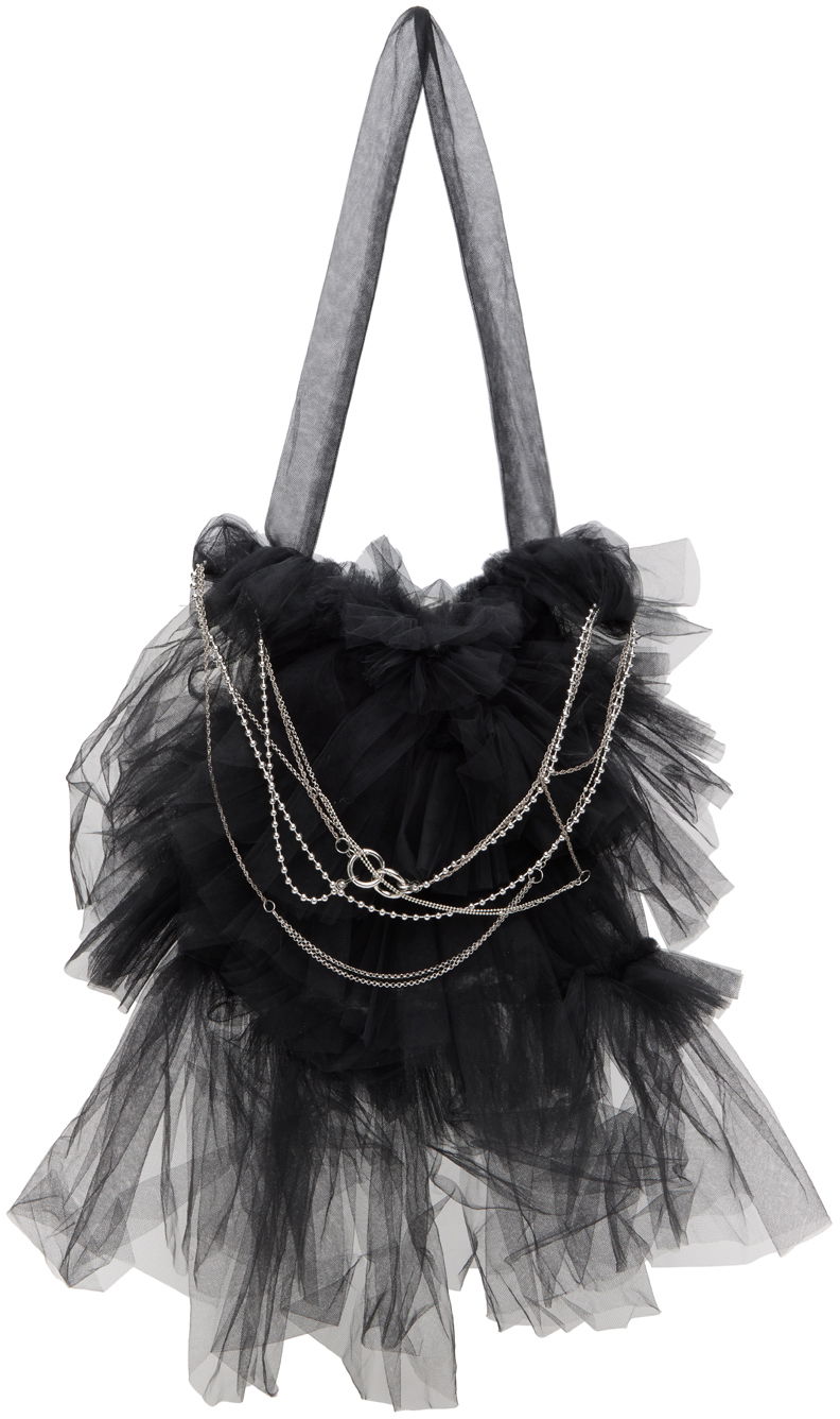 Tote bag Collina Strada Collina Strada Small Mist Tulle Tote Bag with Chains Čierna | XX9019, 0
