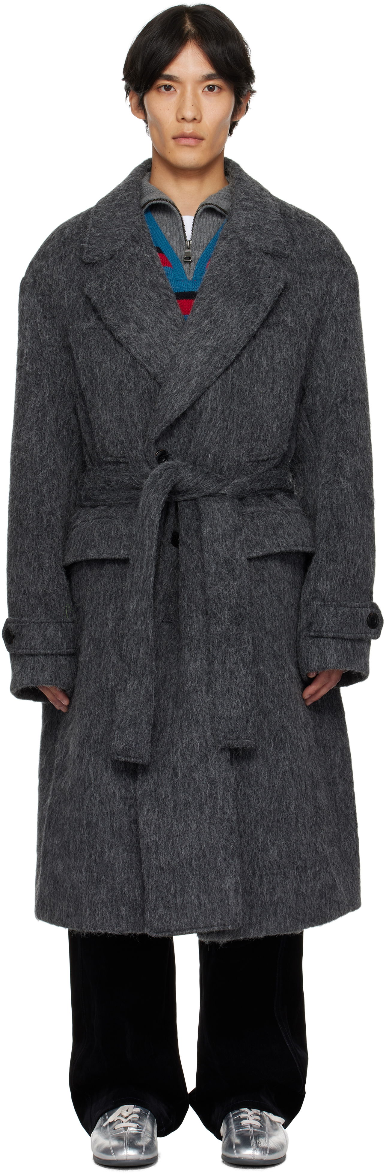 Kabáty Andersson Bell Andersson Bell Mattia Shaggy Wool Robe Coat Šedá | awa715m, 0