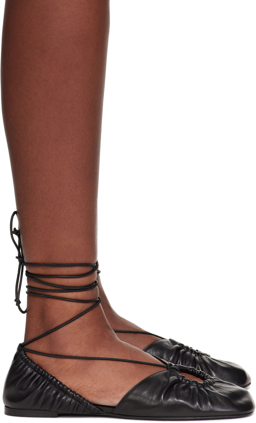 Tenisky a topánky LANVIN Lanvin Mesure Lace-Up Leather Ballerina Flats Čierna | FW-SAMS0W-NAPA-E25