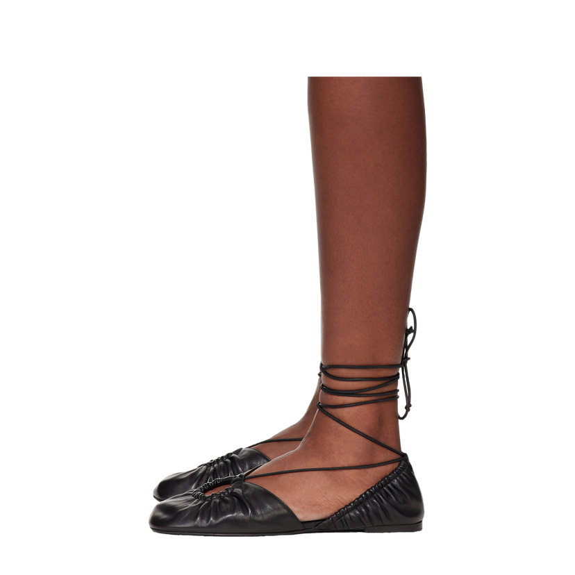 Tenisky a topánky LANVIN Lanvin Mesure Lace-Up Leather Ballerina Flats Čierna | FW-SAMS0W-NAPA-E25