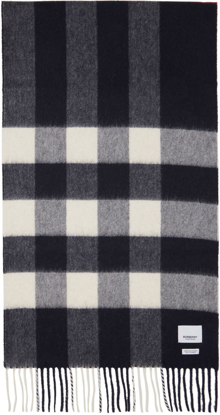 Šál Burberry Check Scarf Navy & White Navy | 8015553, 0