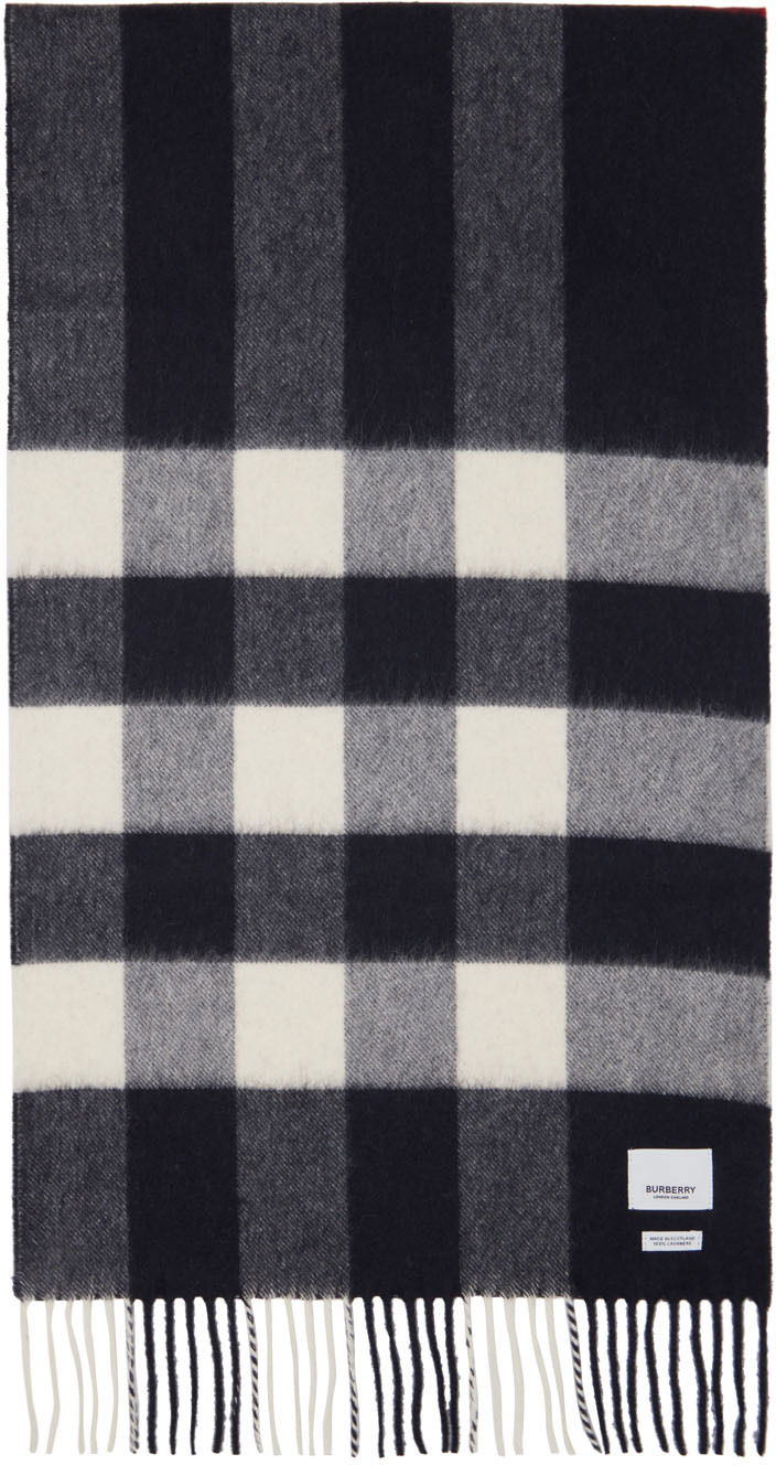 Šál Burberry Check Scarf Navy & White Navy | 8015553