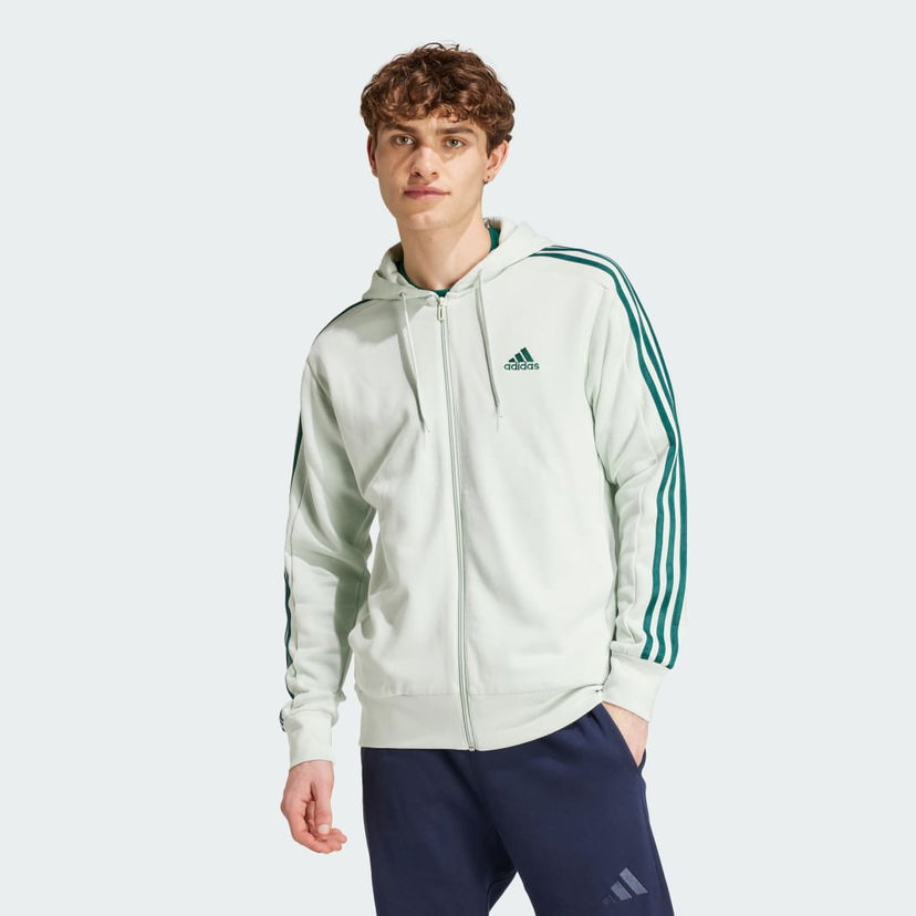 Mikina adidas Performance Essentials French Terry 3-Stripes Full-Zip Biela | IX0174