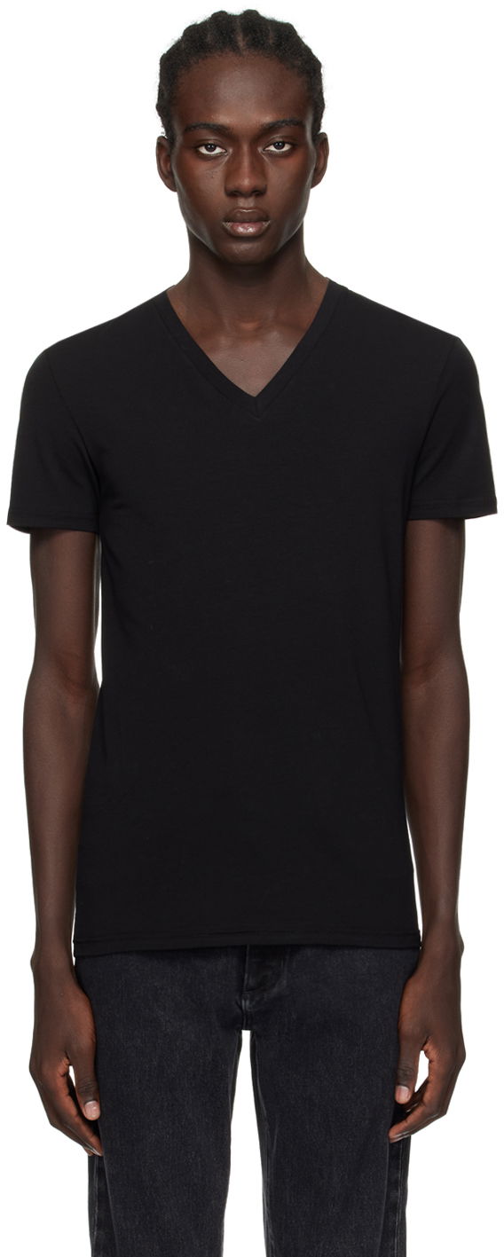 Tričko ZEGNA V-Neck T-Shirt Čierna | N2M800090-001