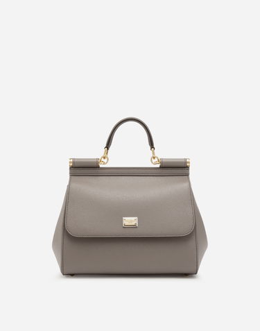 Kabelka Dolce & Gabbana Dolce & Gabbana Small Sicily Leather Top Handle Bag Šedá | BB6002B100180045, 0