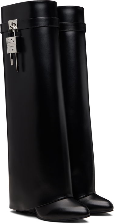 Tenisky a topánky Givenchy Shark Lock Tall Leather Wedge Boots Čierna | BE702NE1NG001, 3