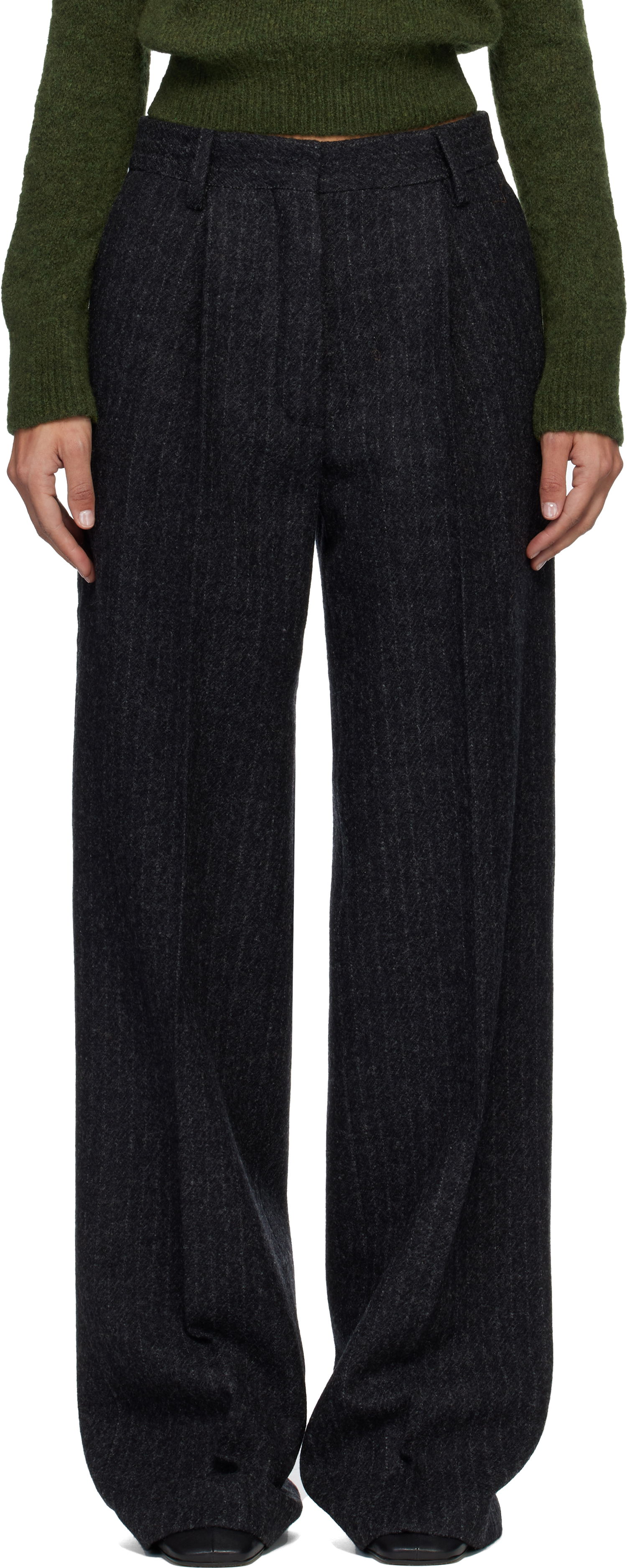 Nohavice Dries Van Noten Dries Van Noten Pinstripe Pleated Wool Trousers Šedá | 252-010922-2042, 0