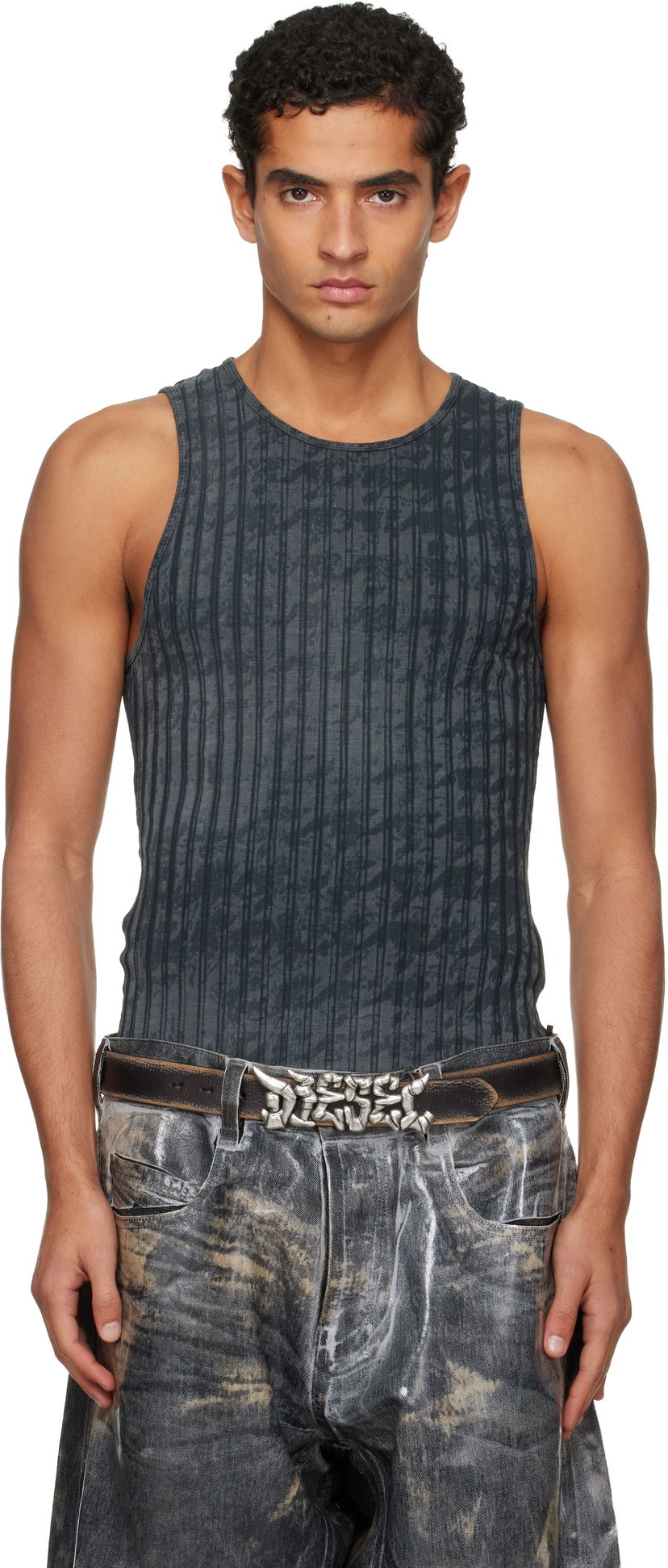 Tielko Diesel Ribbed Distressed Tank Top Šedá | A21587-0QKBU-02A