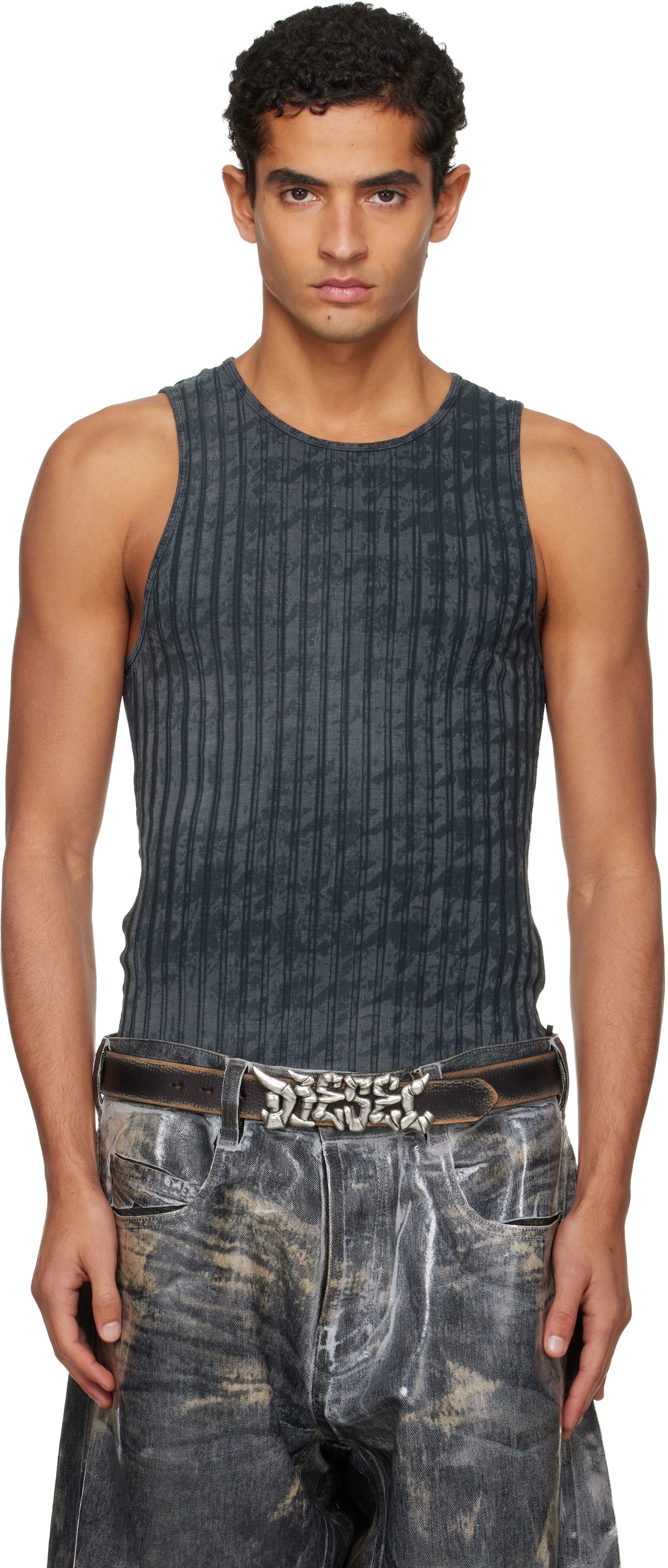 Tielko Diesel Ribbed Distressed Tank Top Šedá | A21587-0QKBU-02A, 0