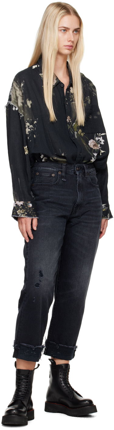 Džínsy R13 R13 Mid-Rise Straight Boyfriend Jeans Čierna | R13W5083-394A, 3