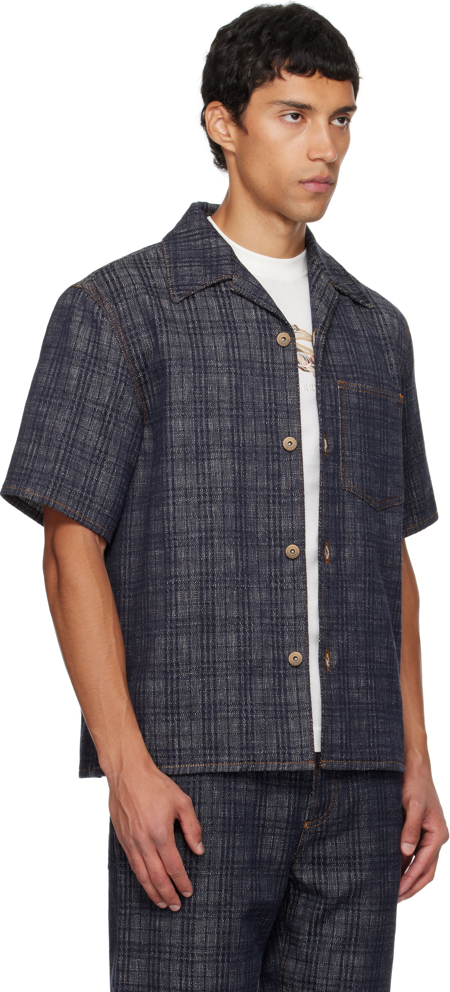 Košeľa Burberry Burberry Relaxed Fit Check Denim Shirt Modrá | 8113431, 1