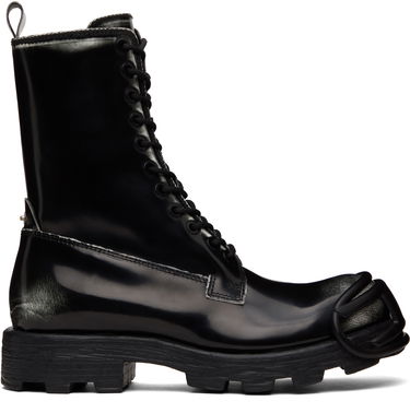 Tenisky a topánky Diesel D-Hammer Bt D Lace-Up High-Top Boots with Shiny Finish and Rubber Toe Čierna | Y03228-P8435-H1532, 0