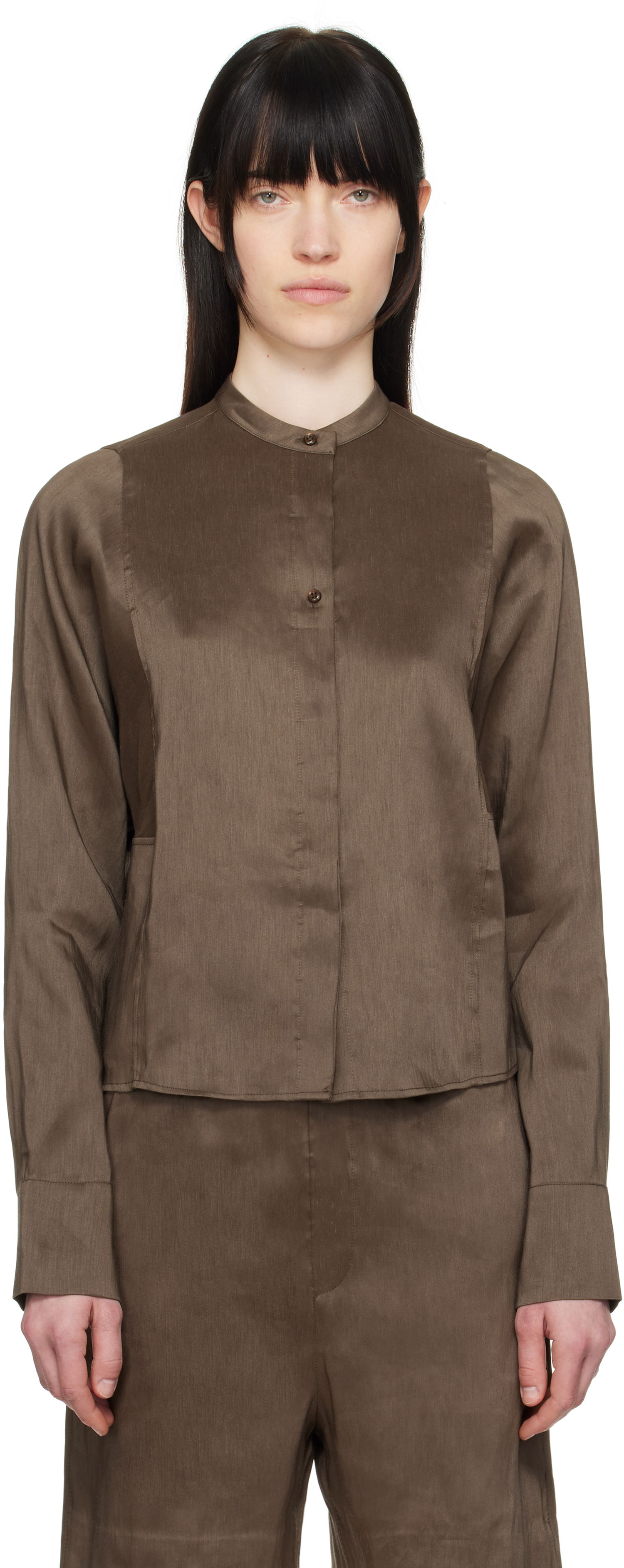 Košeľa Loulou de Saison Loulou de Saison Siara Band Collar Blouse Hnedá | SIARA, 0