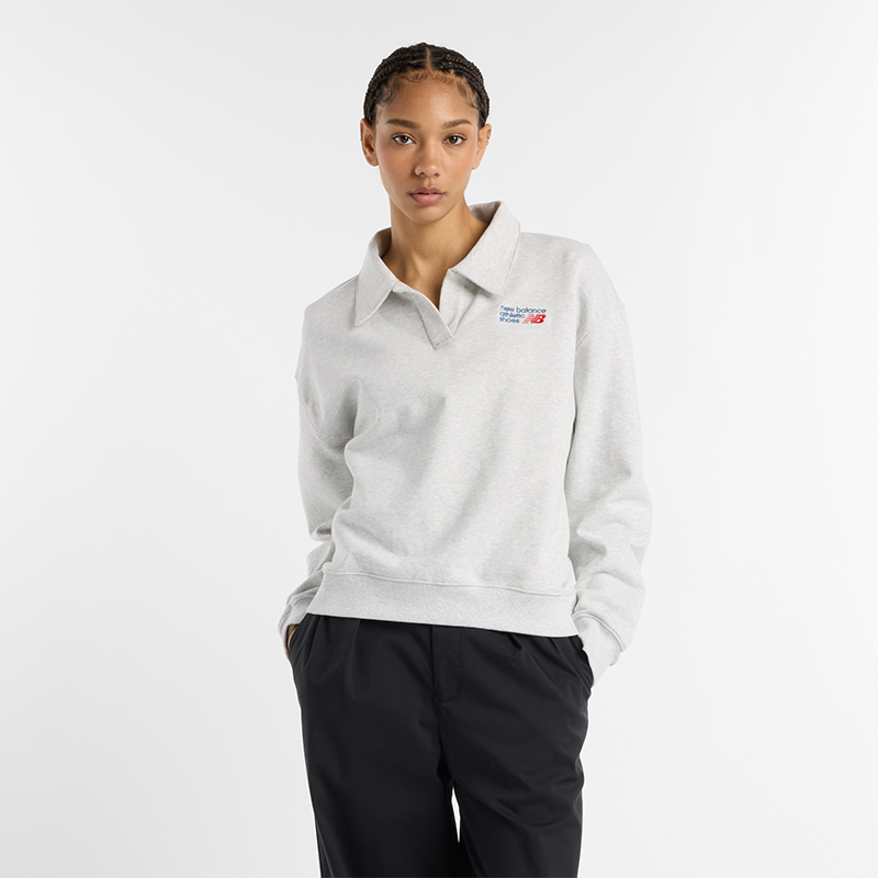 Sveter New Balance Collared Sweatshirt Šedá | NBWT51513AHH, 0