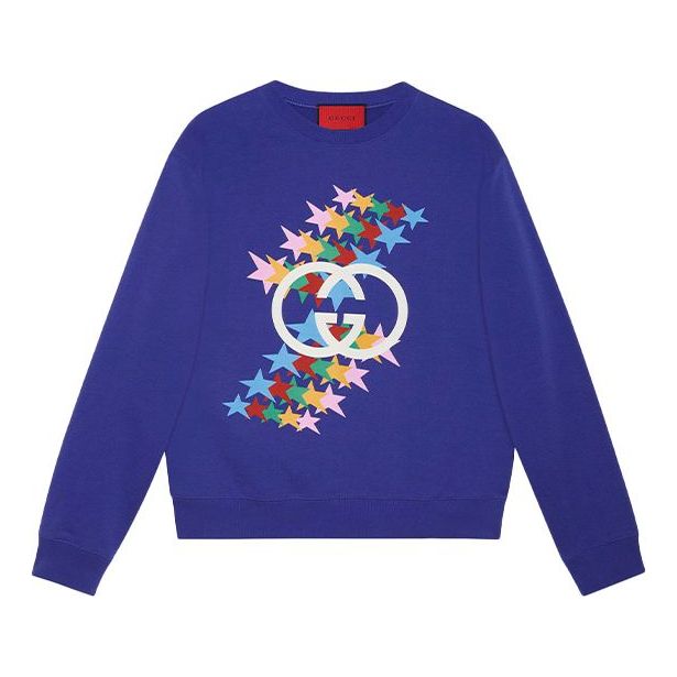 Mikina Gucci Stars Print Crewneck Sweatshirt Modrá | 626990-XJDNK-4120